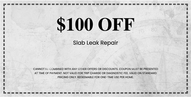 coupon discount on slab leak repair